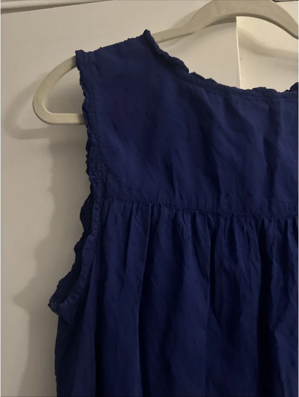 Adonna Sleepwear Navy Blue Sleeveless Nightgown XL Ruffle Scoop Neck Button